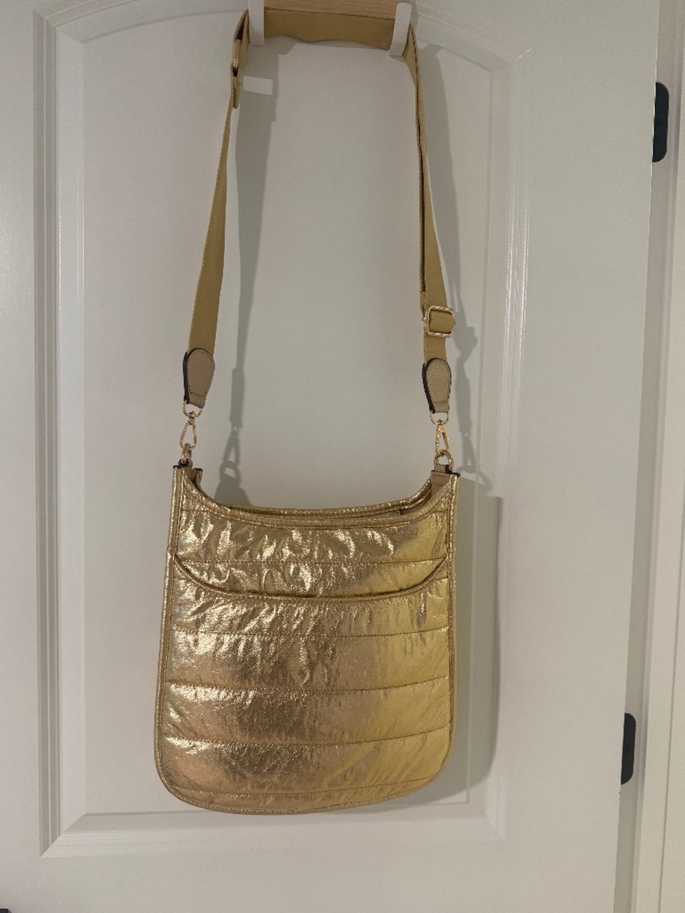 Vibrant Quilted Crossbody Bag- Gold Removable Strap